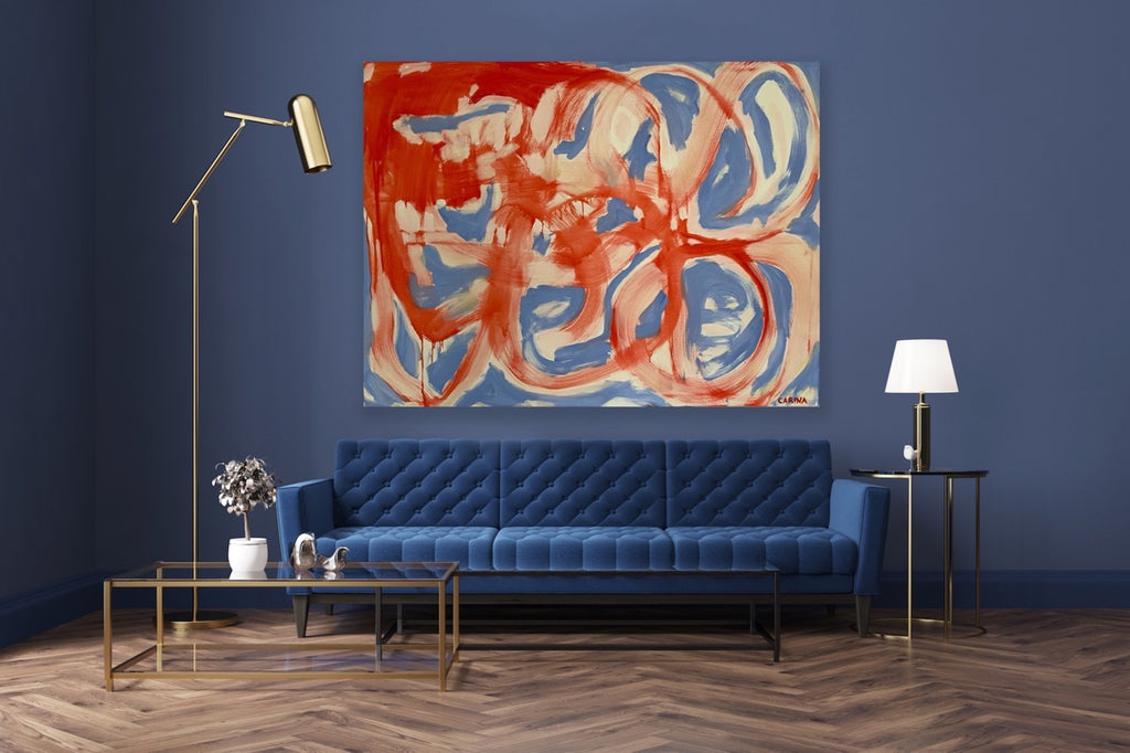 Rotes großes Bild ueber Couch online kaufen von Kuenstlerin Carina Schubert aus Wien