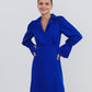 Elegant Blue Notched Collar Bodycon Dress Puff Sleeve Shirt Dresses Women Spring Mid-Calf Solid Casual Long Dress 2022 Fall