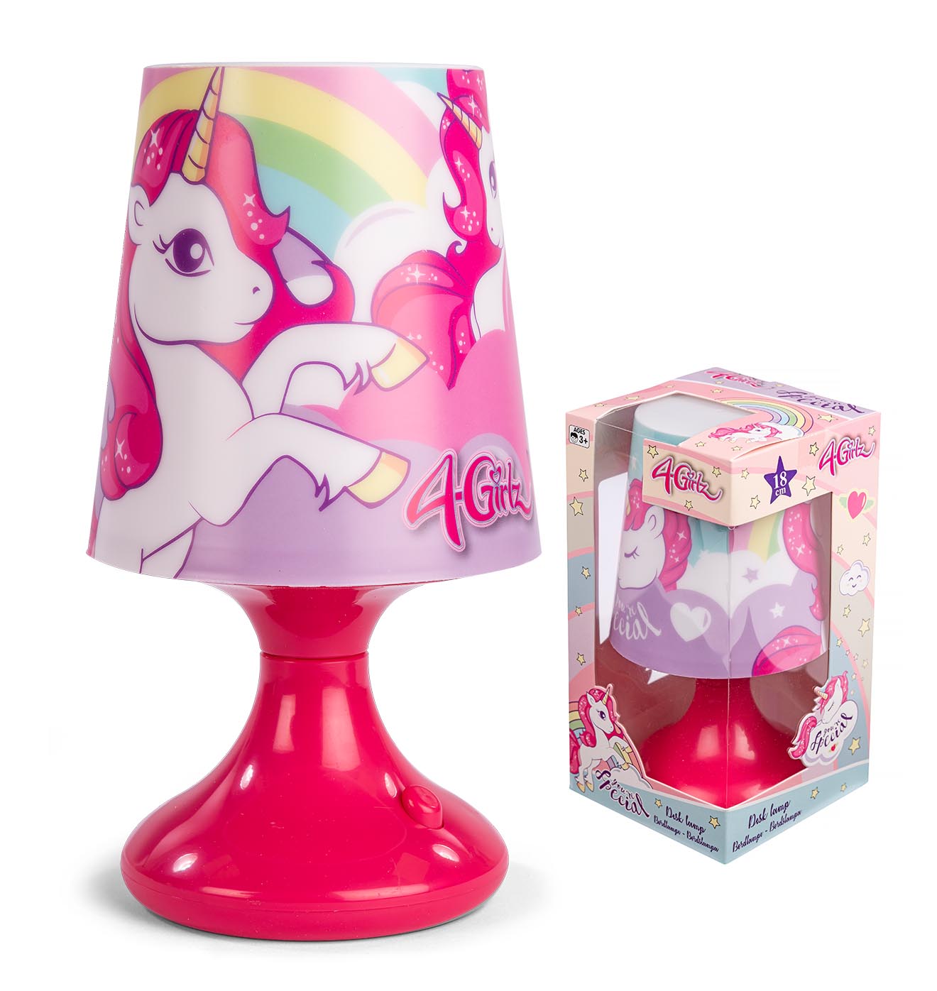 Billede af 4 Girlz Bordlampe 18 Cm. Med Enhjørning Motiv - Børne lampe - Legekammeraten.dk