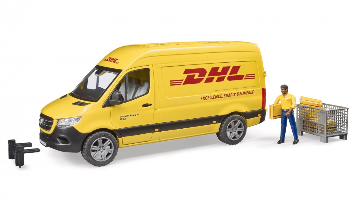 Se Bruder, MB Sprinter DHL Med Fører - Legetøj - Legekammeraten.dk hos Legekammeraten.dk