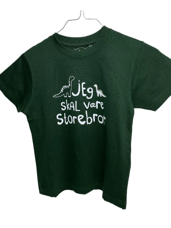 Jeg Skal Være Storebror T-shirt S/S Dinosaur Flaskegrøn - Jeg skal være storebror t-shirt - Legekammeraten.dk
