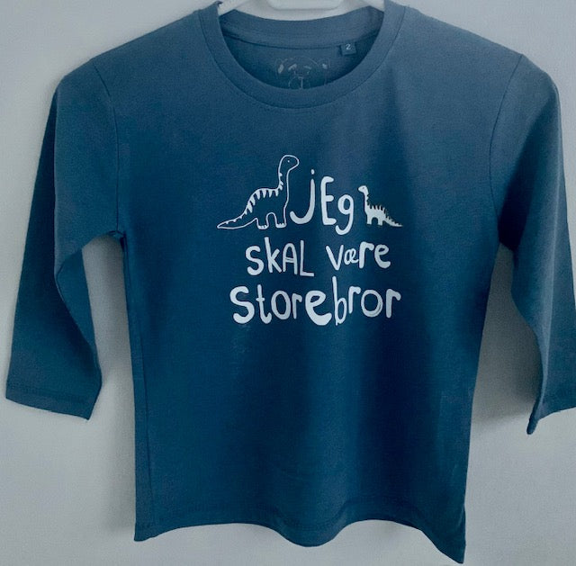 Billede af Jeg Skal Være Storebror T-shirt L/S Dinosaur Denim Blå - Skjorter og toppe - Legekammeraten.dk