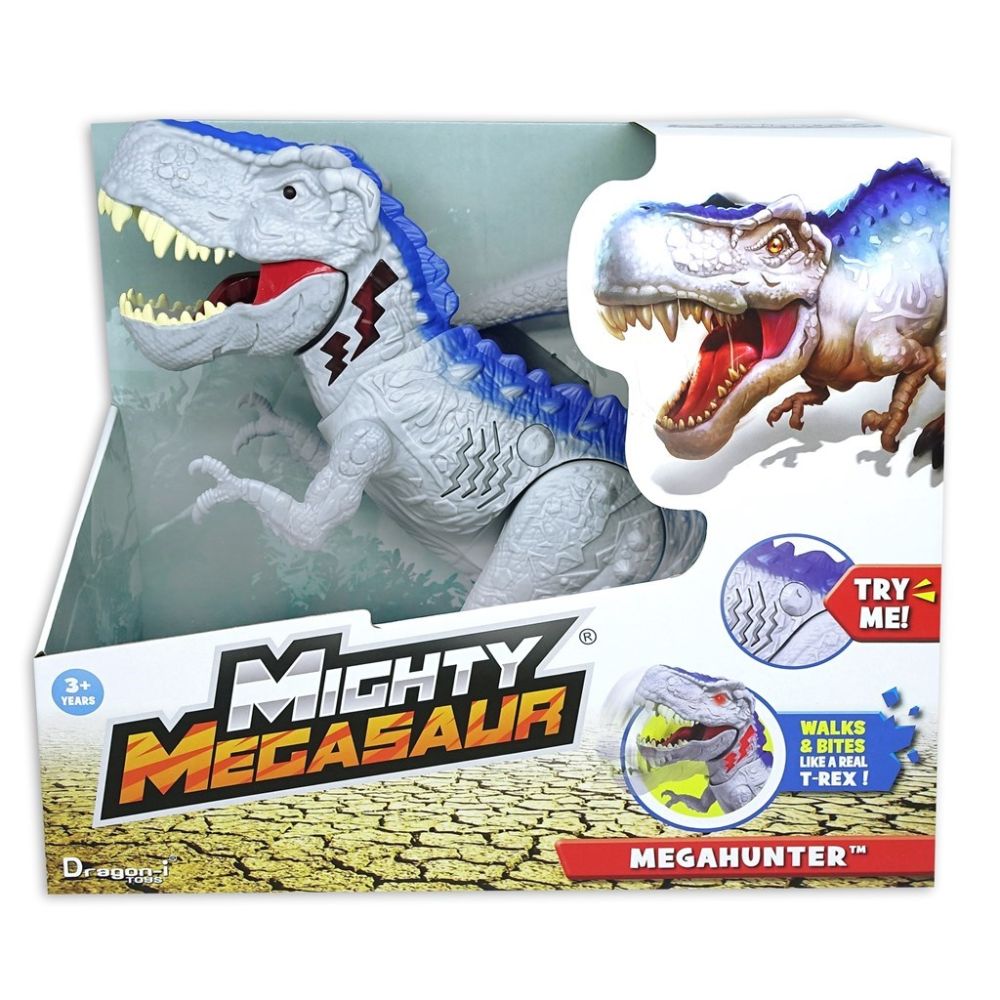 Se Mighty Megasaur 30 cm Mega Hunter T-Rex. Grey - legetøj - Legekammeraten.dk hos Legekammeraten.dk