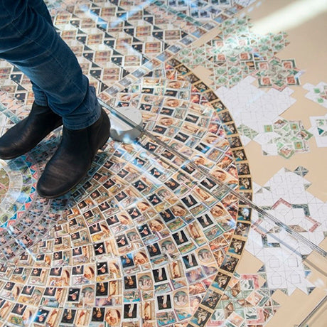 Floor mosaic of stamps