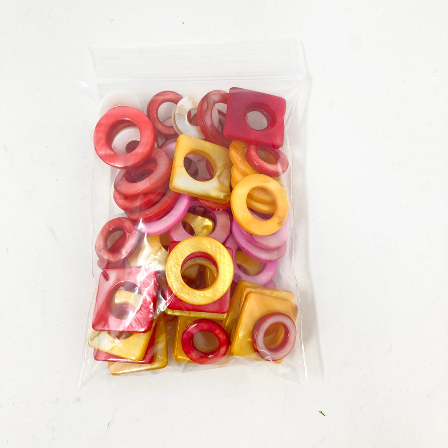 Plastic Open Circle and Square Beads