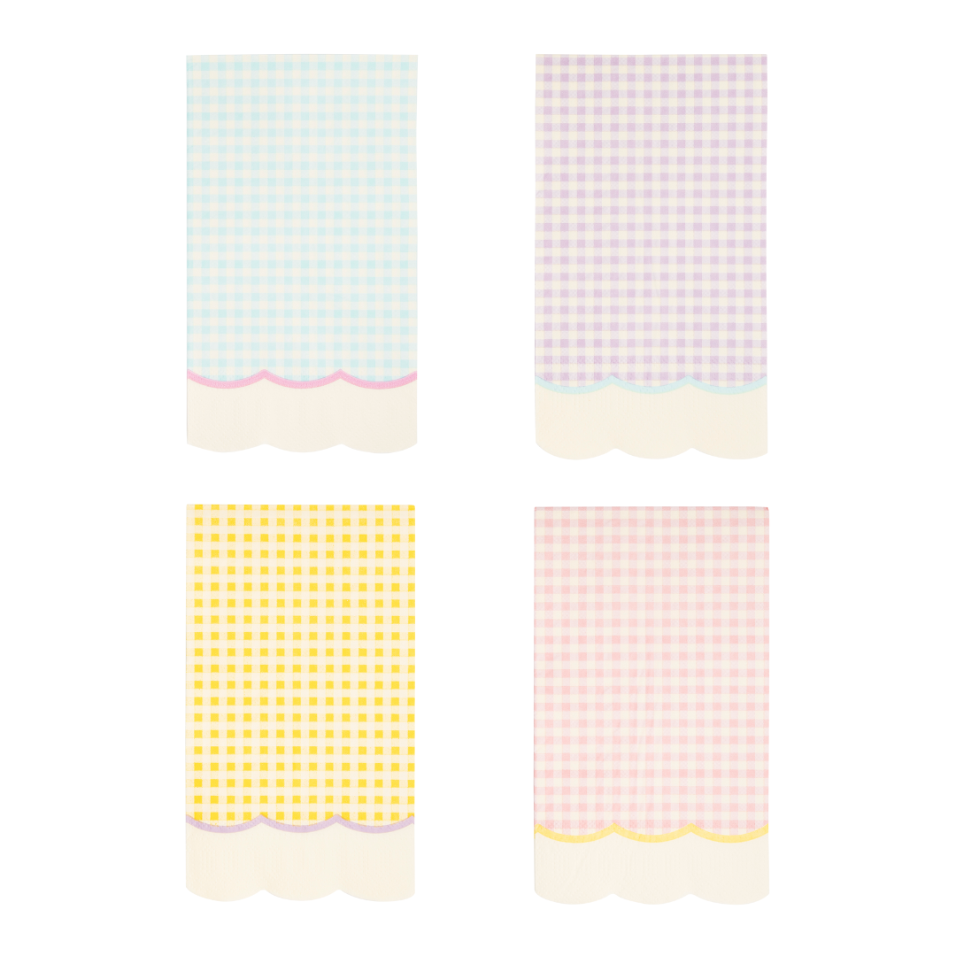 Gingham Assorted Pastel Guest Towel Napkins - 24pk