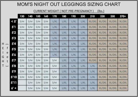 Mom's Night Out Seamless Maternity Leggings Size Chart