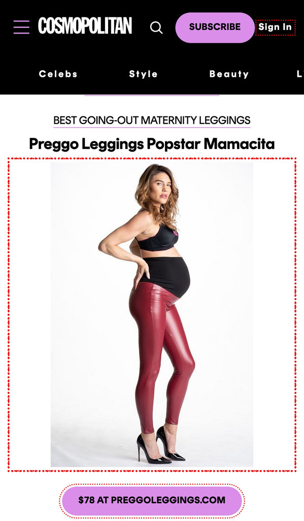 Cosmo 2023 feature fro Popstar Mamacita Faux Leather Maternity Leggings
