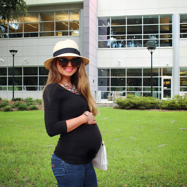 [Bump Style Approved: Pregnancy Style Q&A with Cassie Connolly] - [Wearing Casual Maternity Outfit]