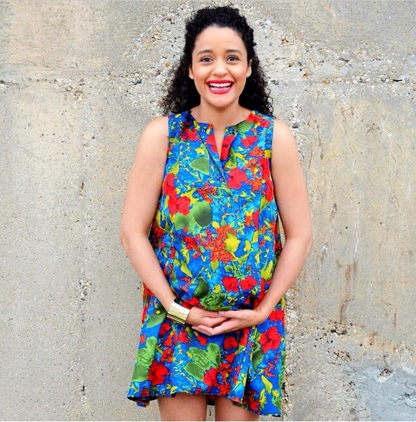 [Bump Style Approved: Pregnancy Q&A with Keila Leist] - [Keila Leist in Printed Maternity Dress]