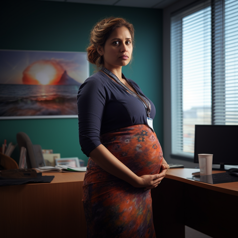 pregnant woman standing in office