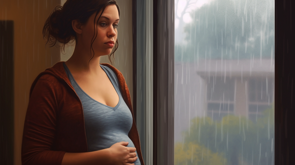 pregnant teen looking out the window