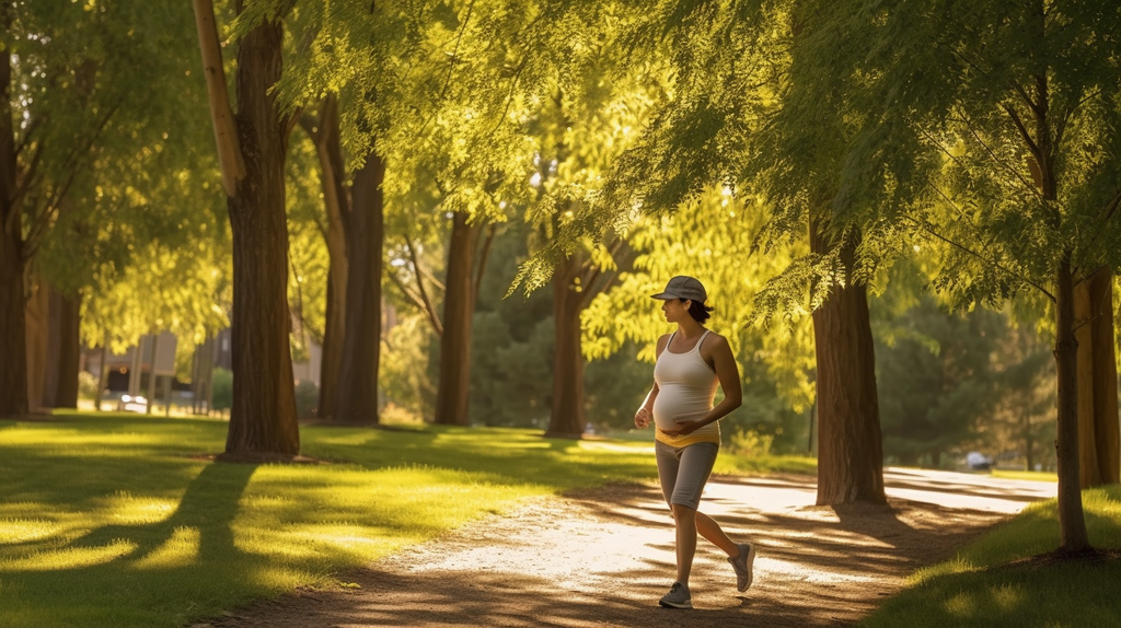 pregnant woman walking to induce labor