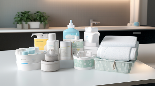 counter with baby toiletries