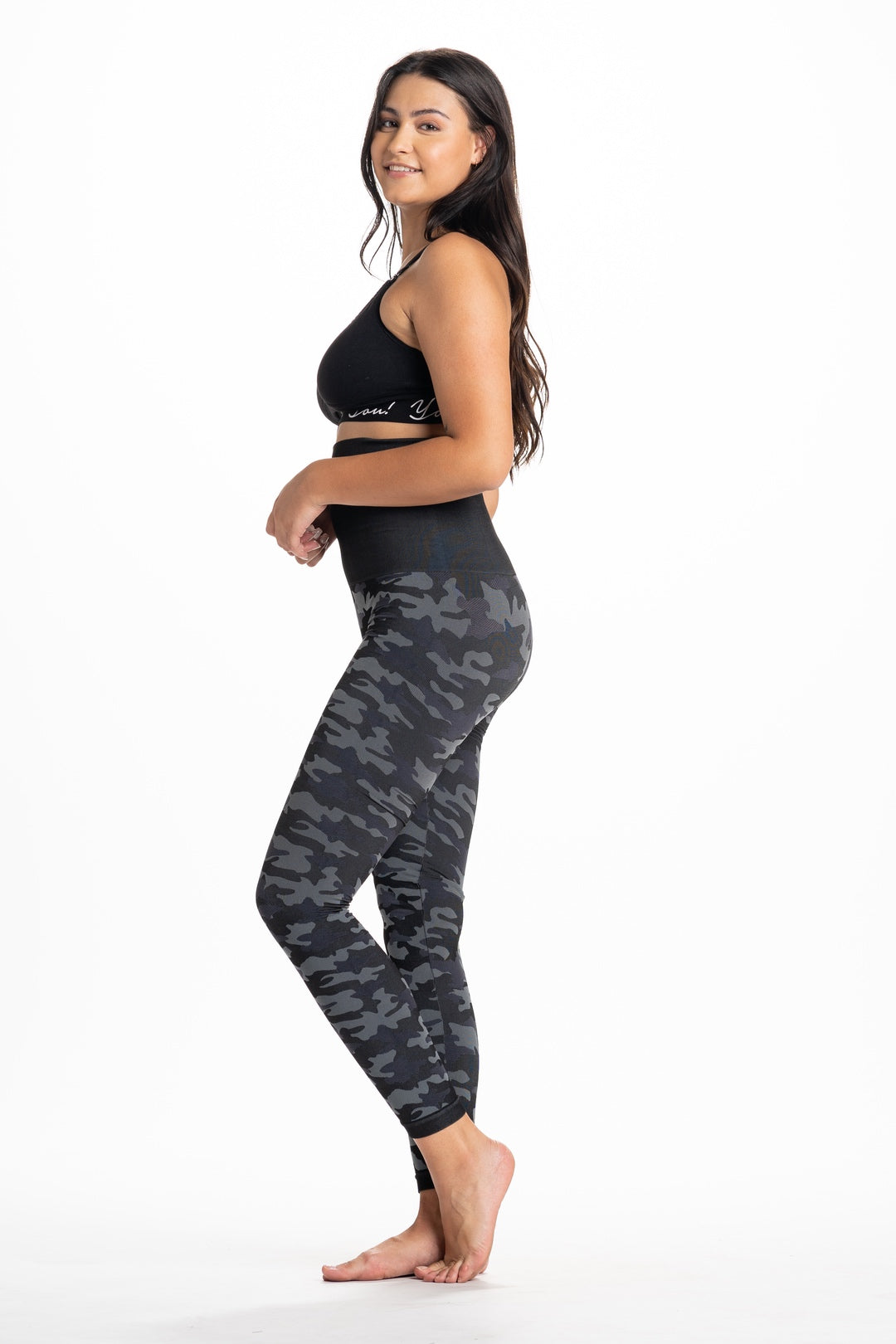 Snapback™ Postpartum Leggings - Black Camo - Preggo Leggings product image