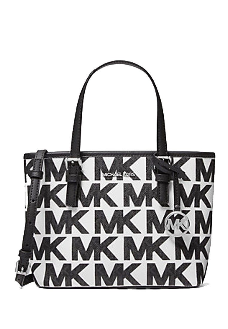 white and grey mk purse