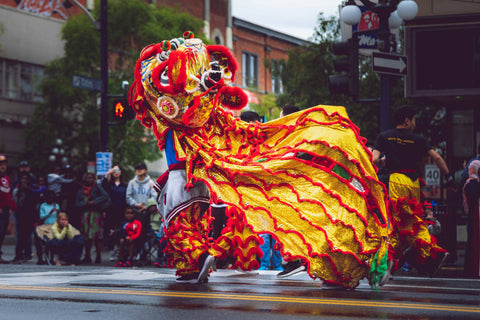 Lion dancing CNY