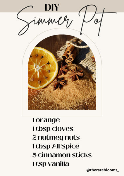 DIY Simmer Pot Recipe for Fall with orange, clove, cinnamon, vanilla, all spice
