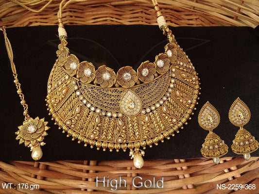 Golden Casual Wear Brass High Gold Antique Necklace at Rs 1780