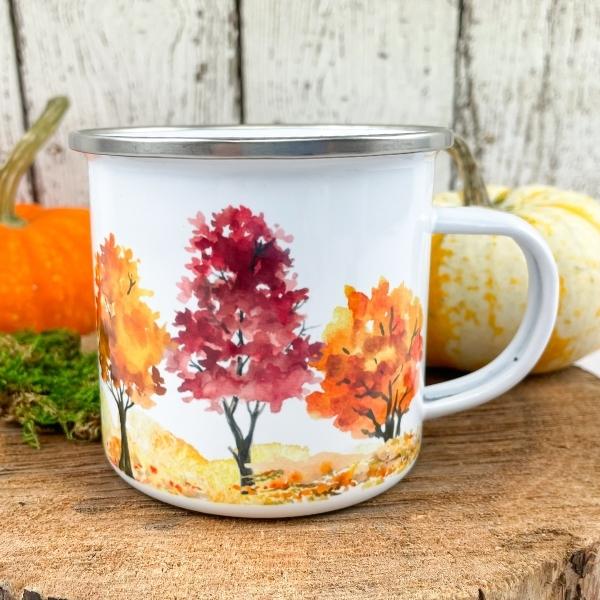 Pine Tree Forest Enamel Camping Mug Watercolor Printed Coffee Mugs 12 Oz Stainless  Steel Gifts for Outdoors, Nature, Evergreens 