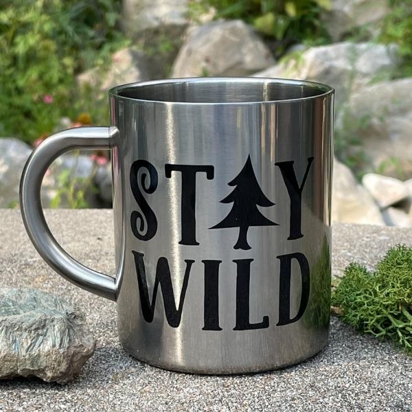 Geometric Mountain Forest Stainless Steel Double Wall Camp Mug