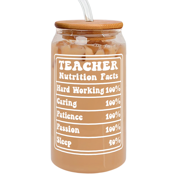 Teacher Appreciation Glass Cup Libbey Cup For Coffe Lovers, 16 OZ