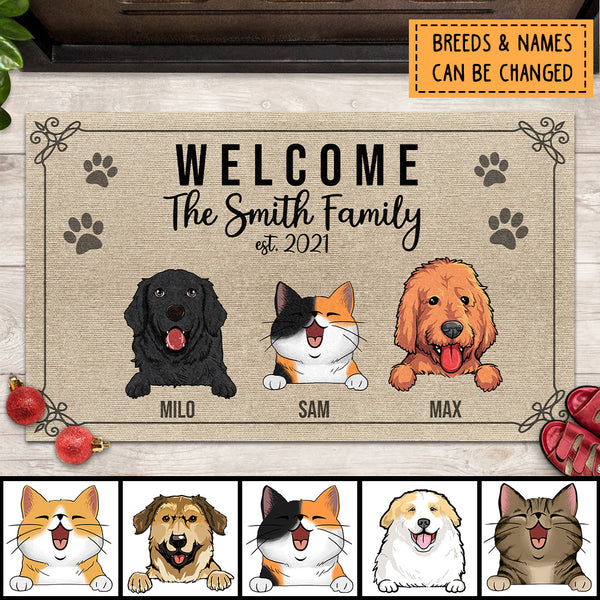 MyPupSocks Custom Pet Dog Picture Name Text Doormat Pet Is in Charge We Just Live Here Door Mat Floor Rug 23.6 x 15.7 Inches Indoor Outdoor Bathroom