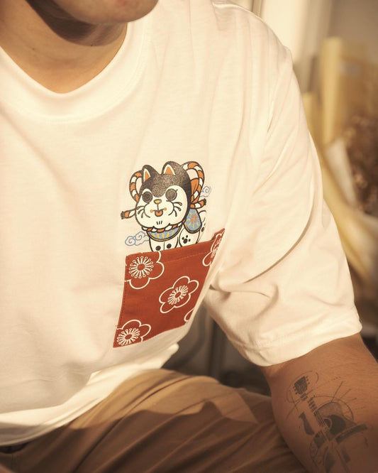 pocket Okio white Inu T-shirt - Shiba –
