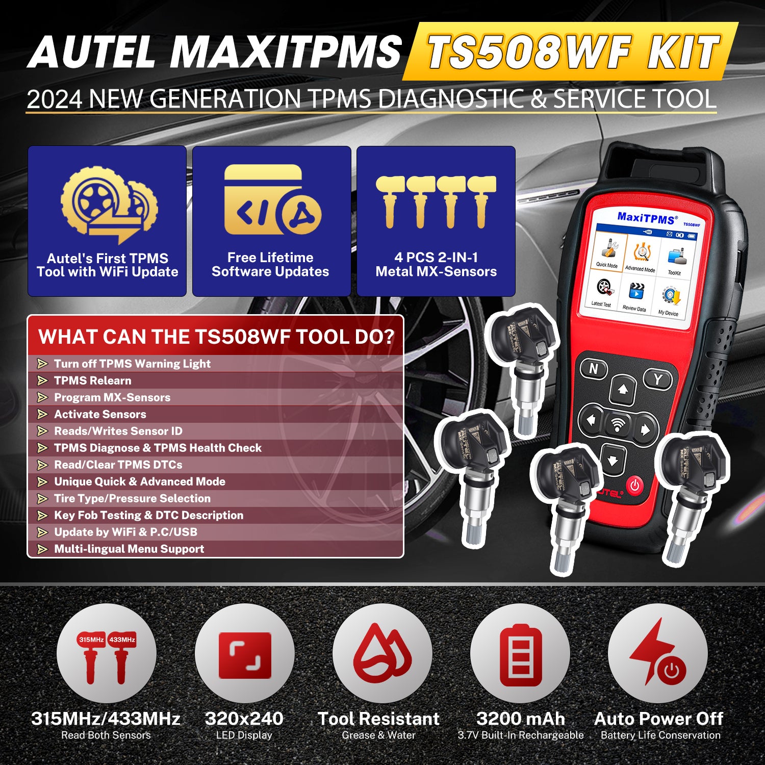 Autel MaxiTPMS TS508K(Kit) Complete TPMS Diagnostic Tool—