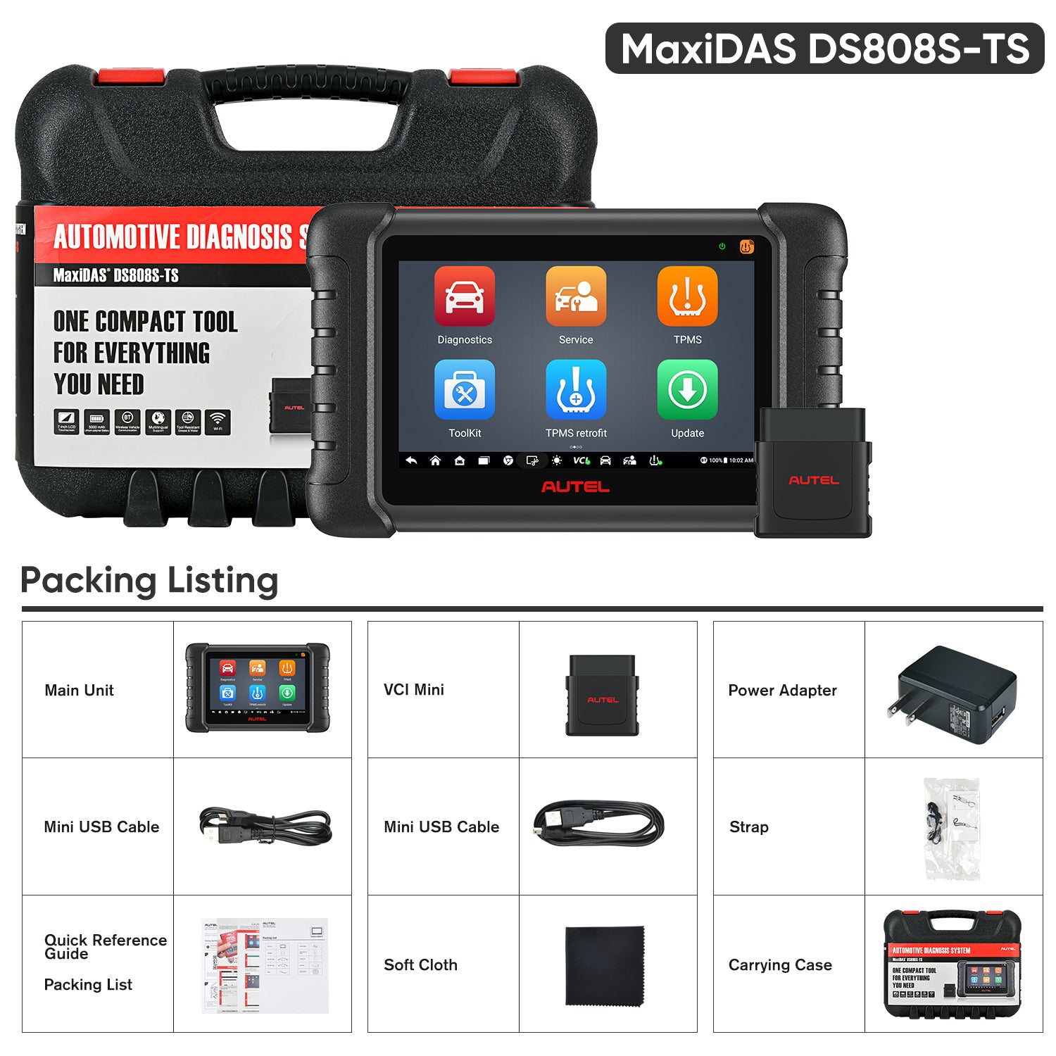 DS808S-TS Scanner Tools package listing