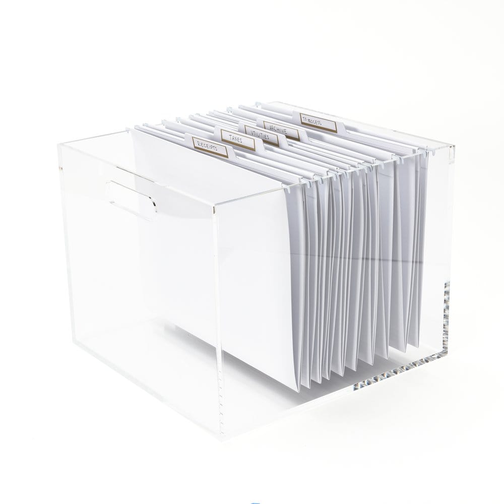 russell+hazel Medium Acrylic Flip Box, 9.5” x 6.5”, Desktop Organization, Clear, 1 Count, 98147