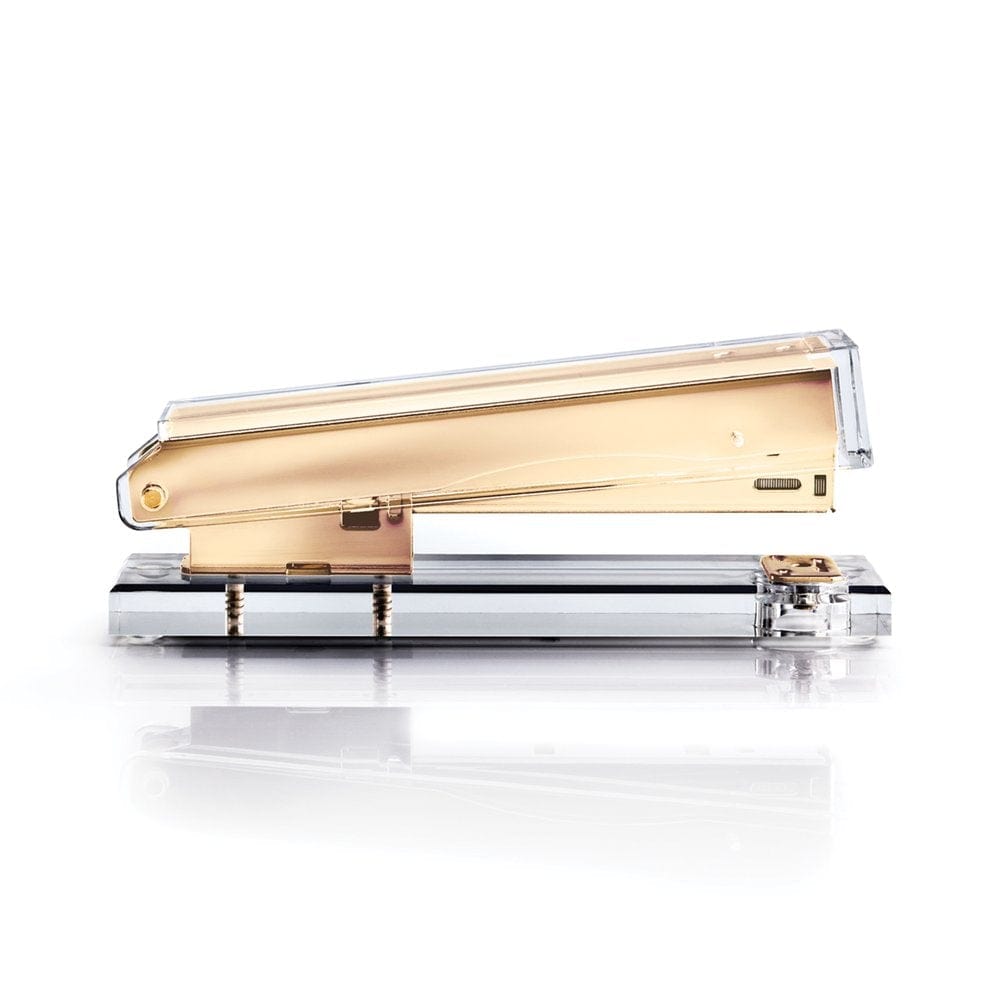 Set of Stapler and Tape Dispenser Desk Swag Brand : Desk Swag Acrylic Gold  Stapler and Tape Dispenser Set Modern High End Luxury Desk Accessories Set