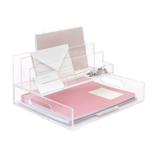 Clear Acrylic Stackable Side Loading Letter Tray, 12.5