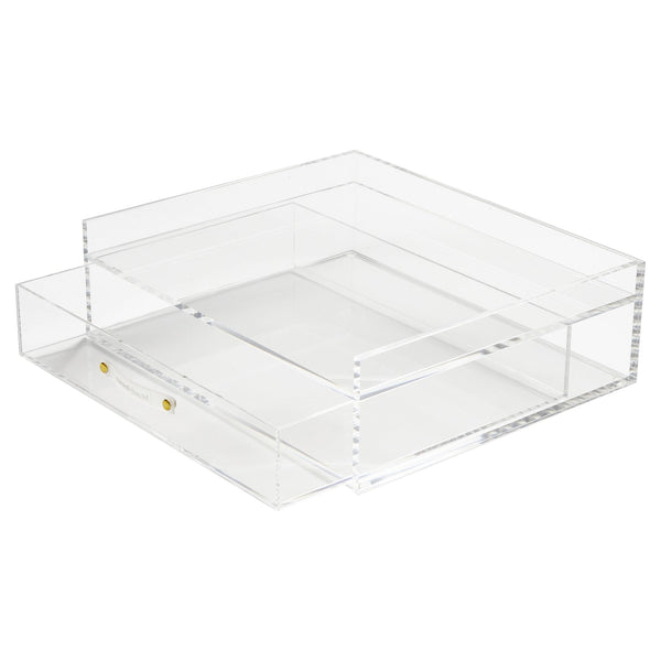 Clear Acrylic Stackable Side Loading Letter Tray + Storage Drawer, 12.5 ...