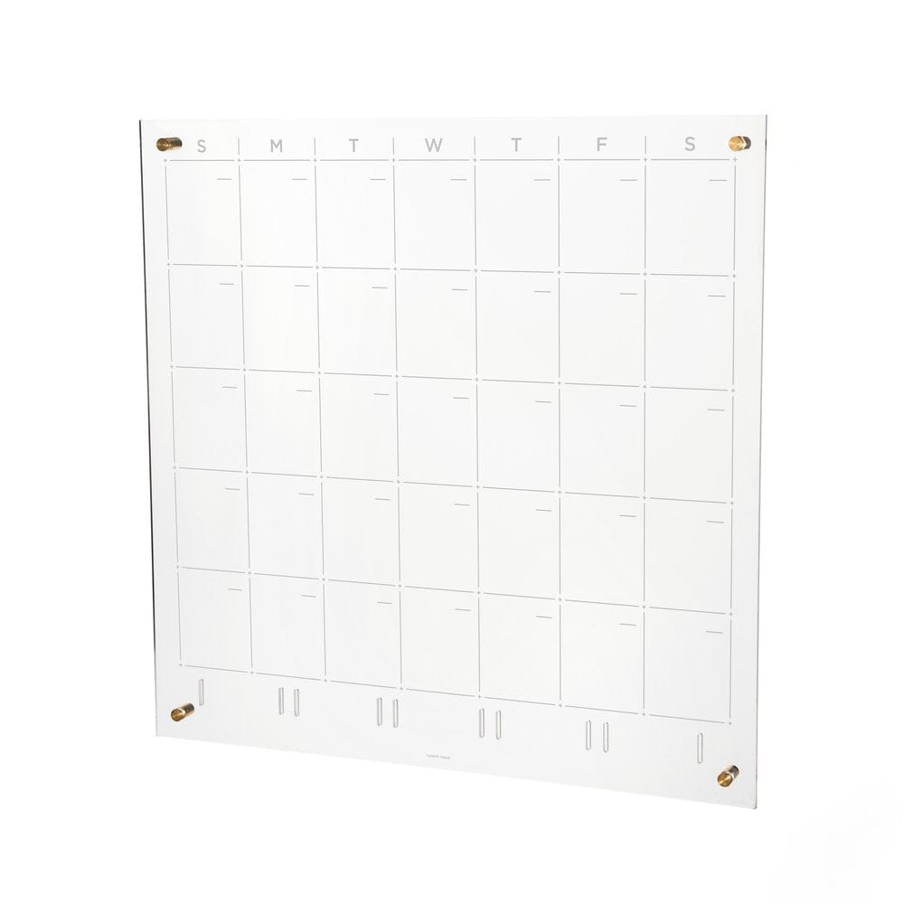 Clear Acrylic Monthly Dry Erase Wall Calendar, 24" x 24", Includes Wet