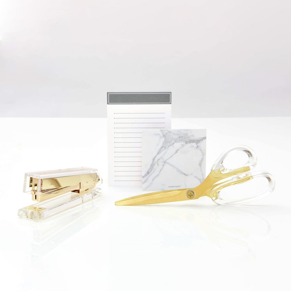 Gold Acrylic Desktop Accessory Bundle including Calculator, Tape