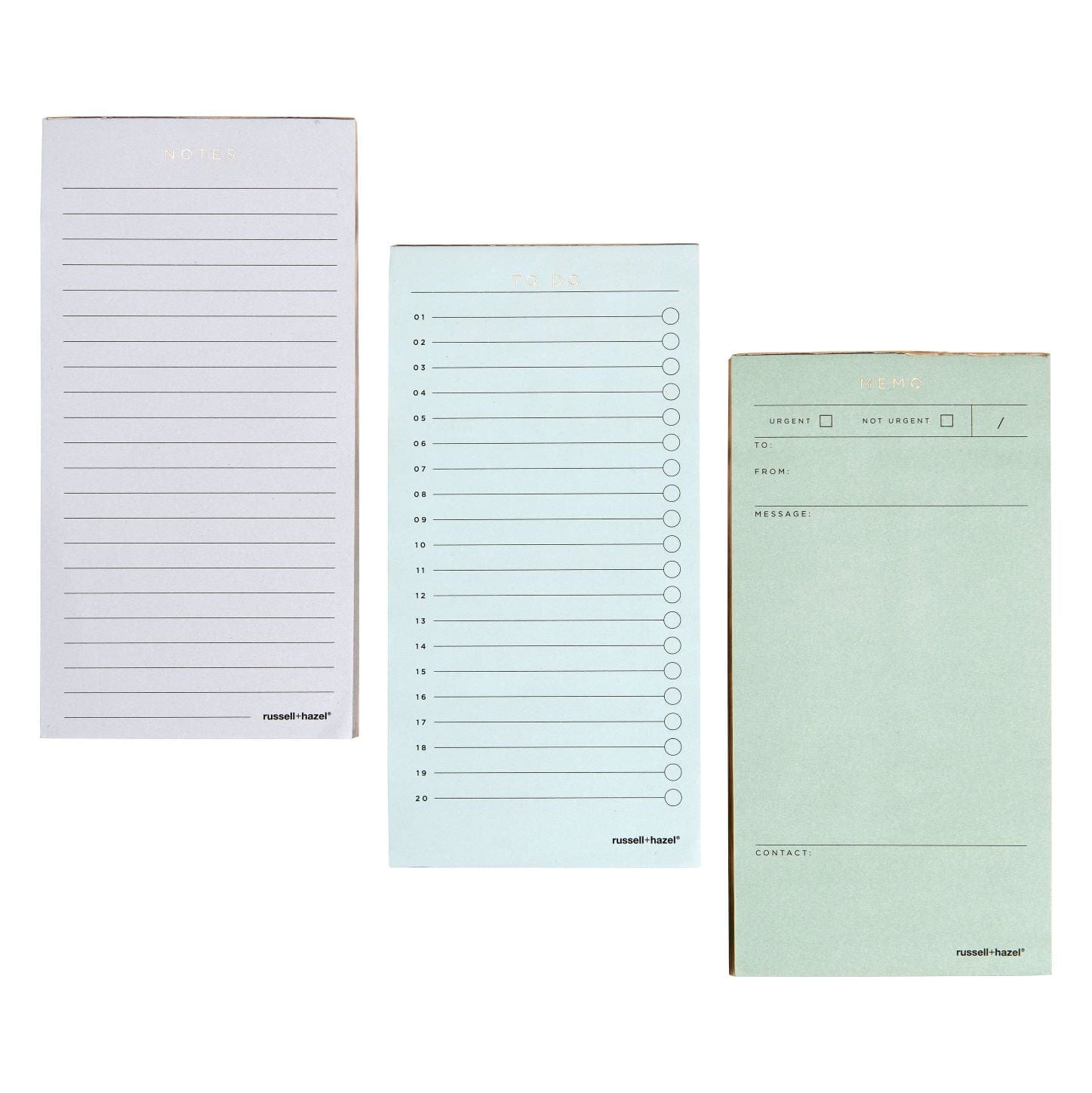 russell+hazel Memo - Adhesive notes - 4 in x 4 in - 50 sheets - ruled (pack of 3)