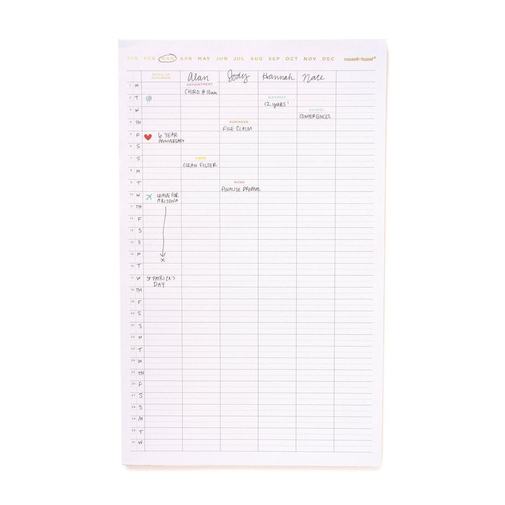 Monthly Undated Planning Pad, 8.75" x 14", 36 Sheets, 189 Stickers