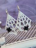 Spiderweb Earrings | Triangle Web Earrings | Halloween Hoop Earrings | Dangling Spiderweb | Spider Earrings | Gothic Lolita Earrings