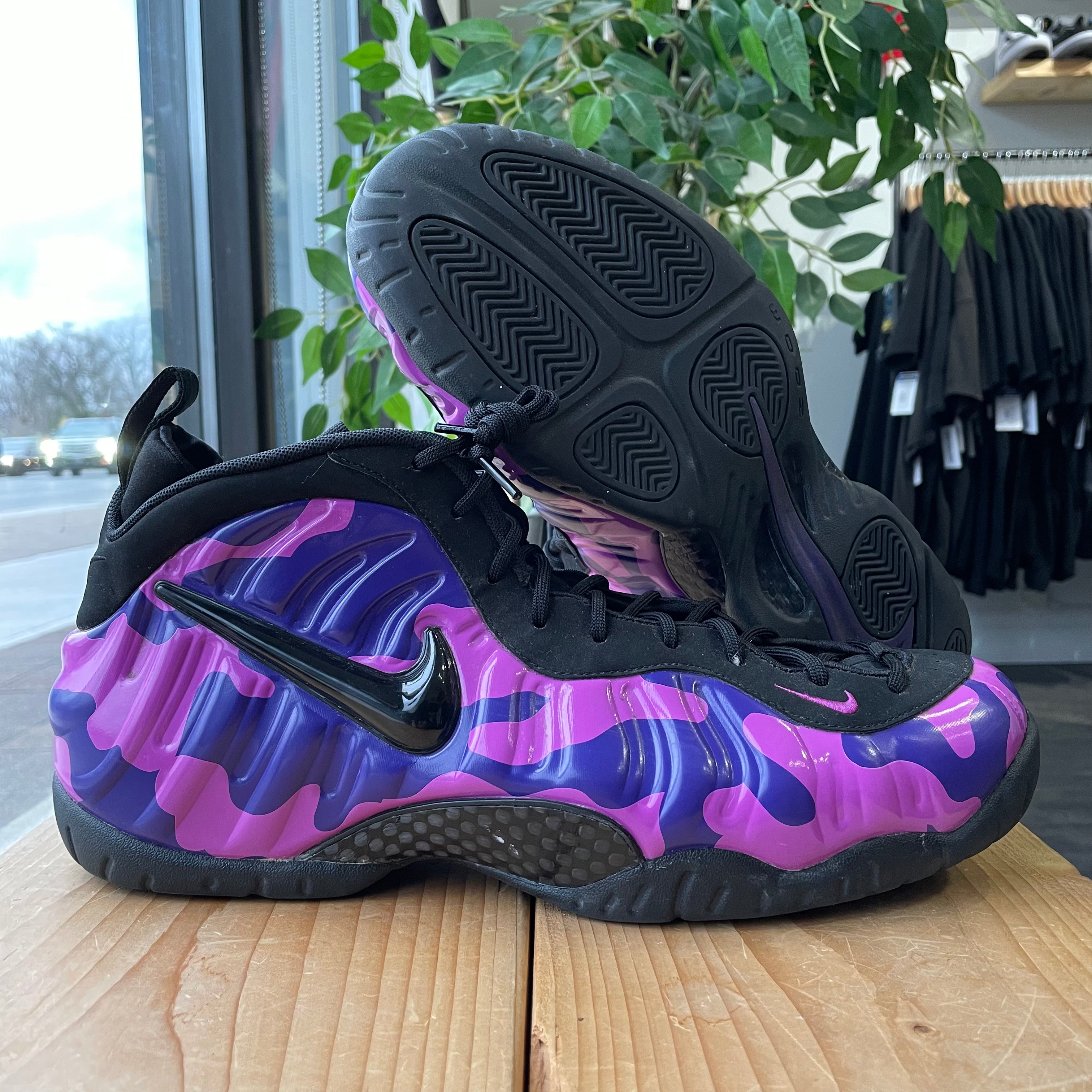 nike mens air foamposite pro purple camo