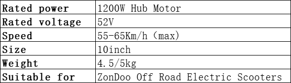 ZonDoo 1200w Motor specification
