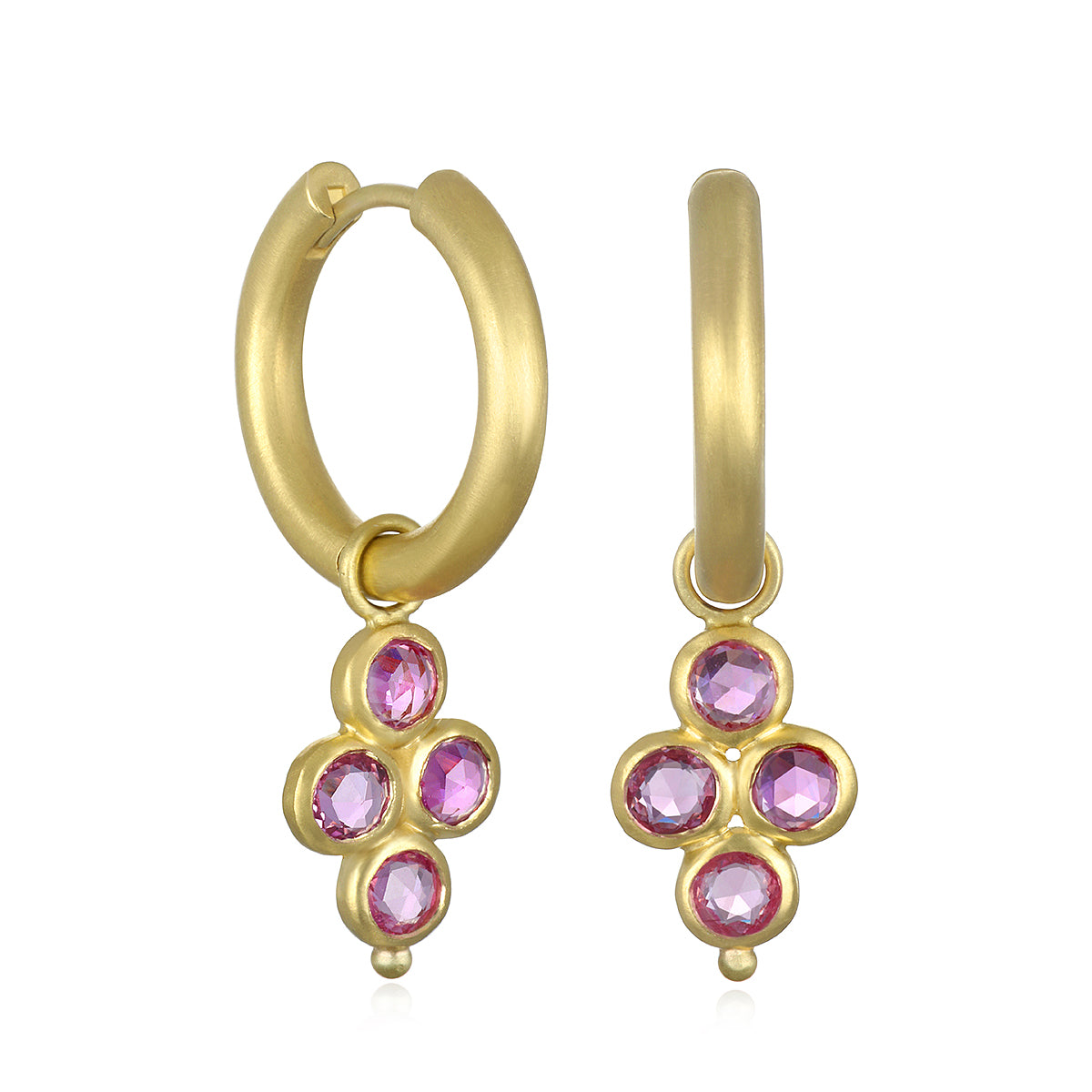 18 Karat Gold Pink Sapphire Quad Drops – Faye Kim Designs