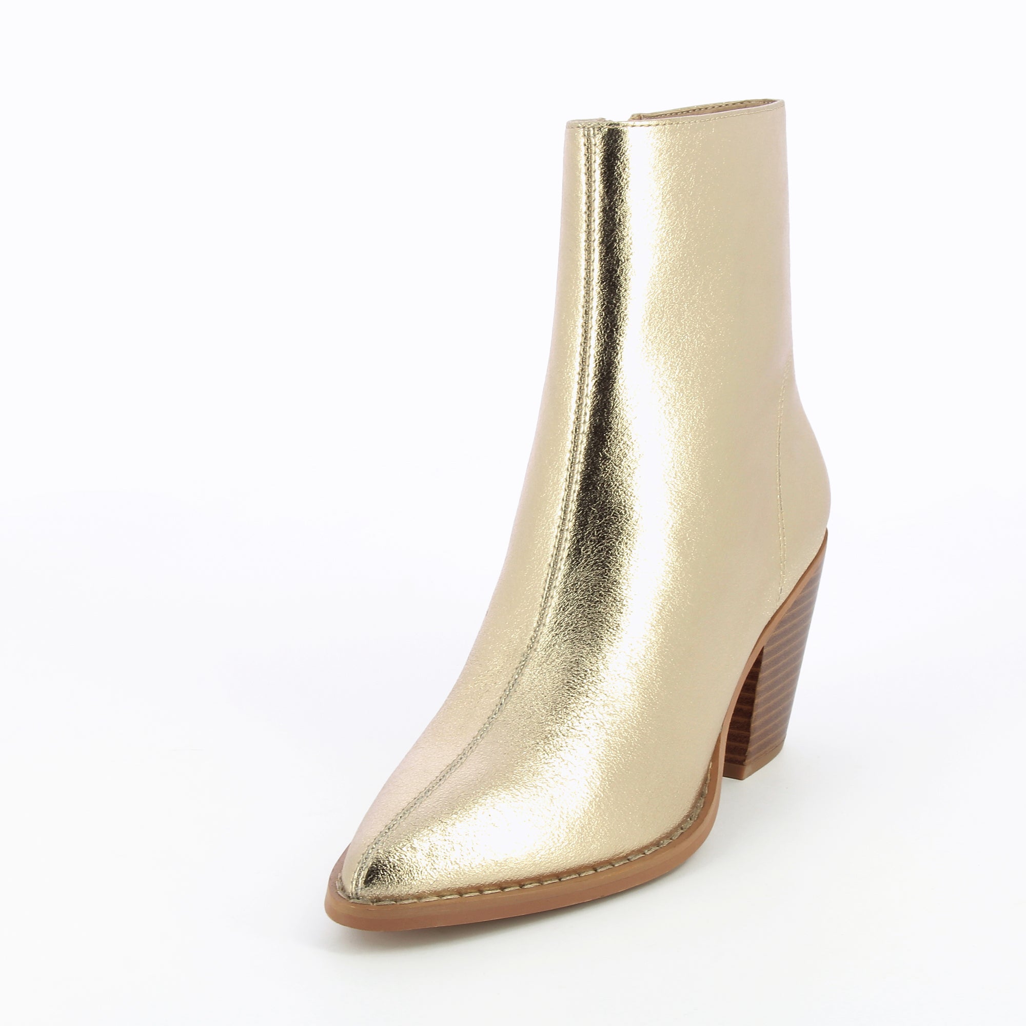 Textured gold Julia ankle boots with heel • Vanessa Wu