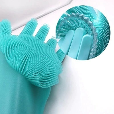Turquoise - Silicone Dishwashing Rubber Gloves