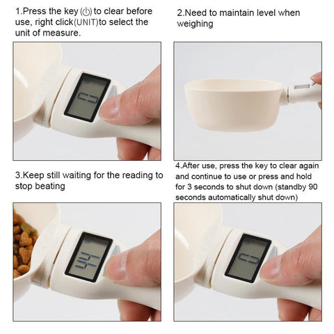 Durable and safe ABS material of the Digital Pet Food Scale Cup, ideal for pet feeding.