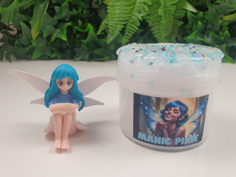 Clear Floam Slime with Glitter mix Clear Topper and Blue Fairy Charm Handmade in Australia