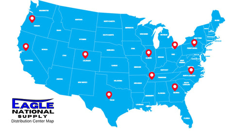 Eagle National Supply distribution center map for continental United States