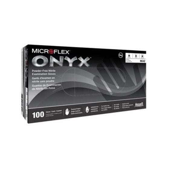 Microflex Onyx N643 Large Black Nitrile Disposable Gloves, Box of 100