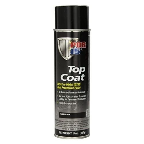 POR-15® 45818 Gloss Black Top Coat DTM Paint, 14 oz Aerosol Can