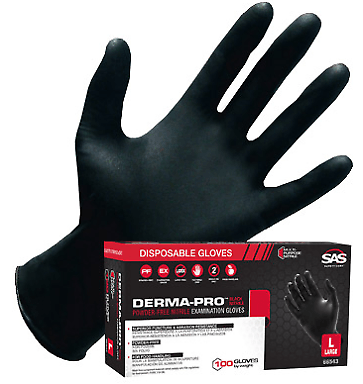 Black Max-Grip Ridged Texture Nitrile Gloves